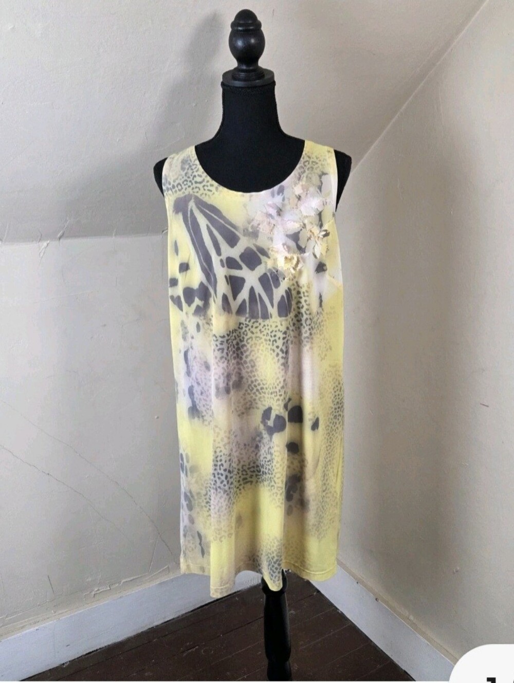 Blumarine Italy Yellow Floral Abstract Dress Size 46 (14) Sleeveless